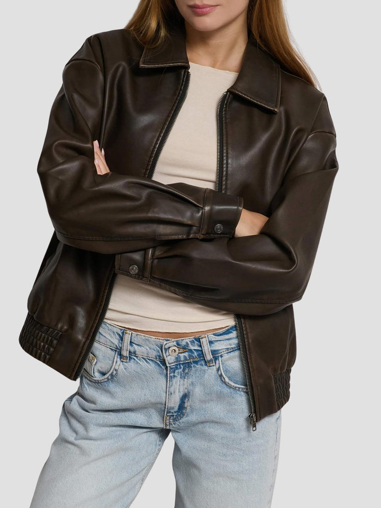 BOMBER SIMILPELLE ORAN BROWN SUITE BENEDICT 