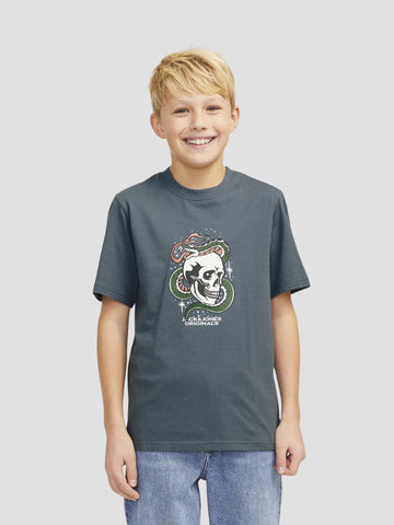 JORANATOMY SKULL TEE SS CREW NECK SN JNR 12274892 STORMY WEATHER JACK&JONES 