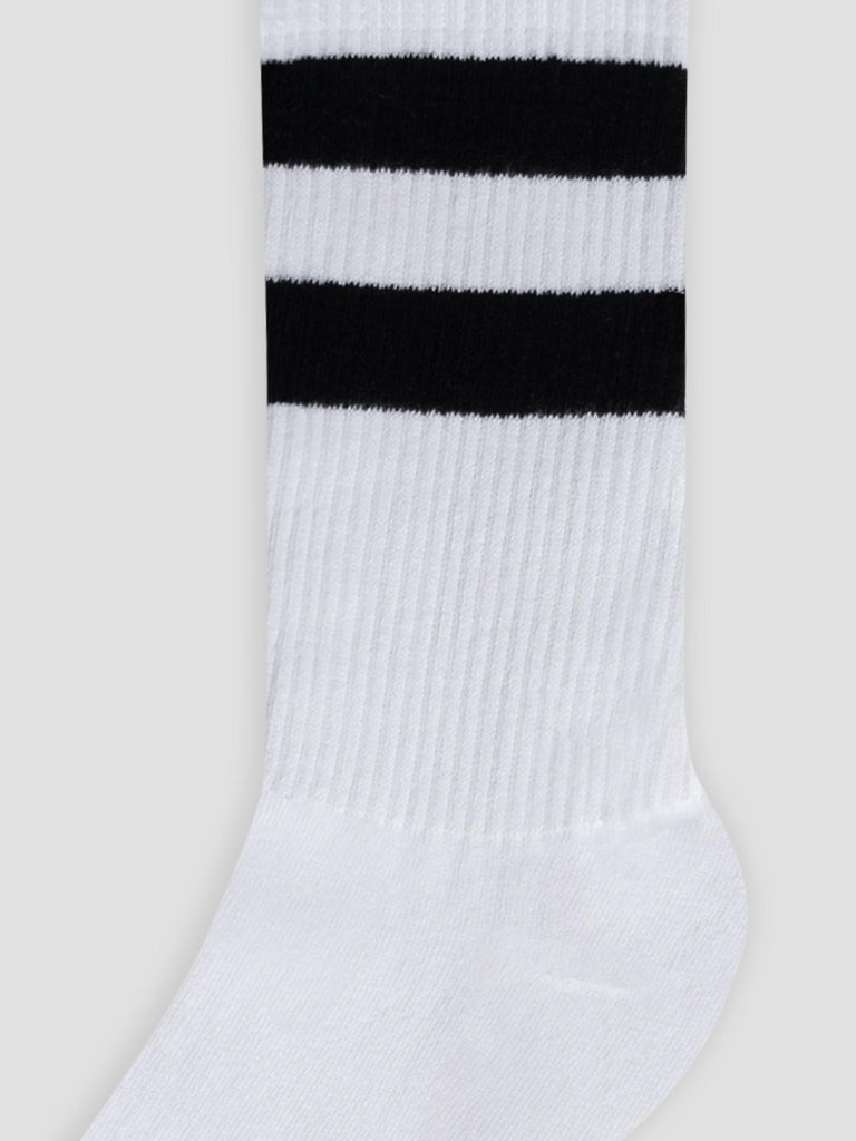 3PCS CREW SOCKS GRO1016 WHITE BLACK GROOVE 