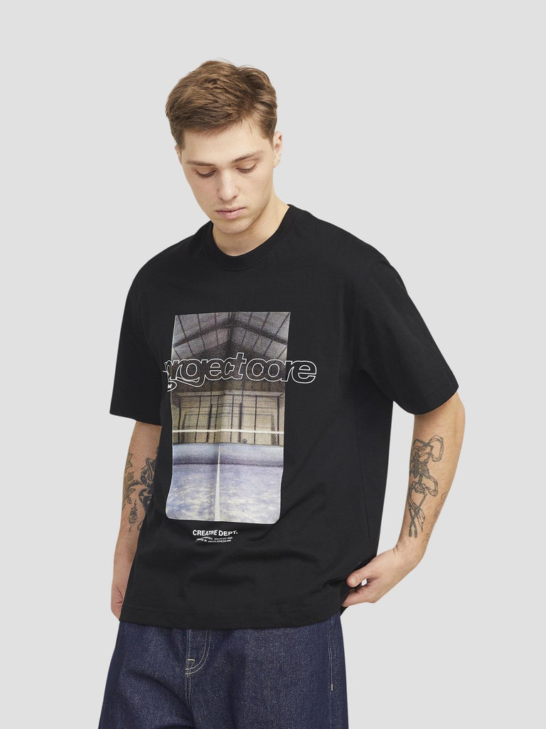 JCOUNION PHOTO PRINT TEE SS CREW NECK 12274258 BLACK JACK&JONES 