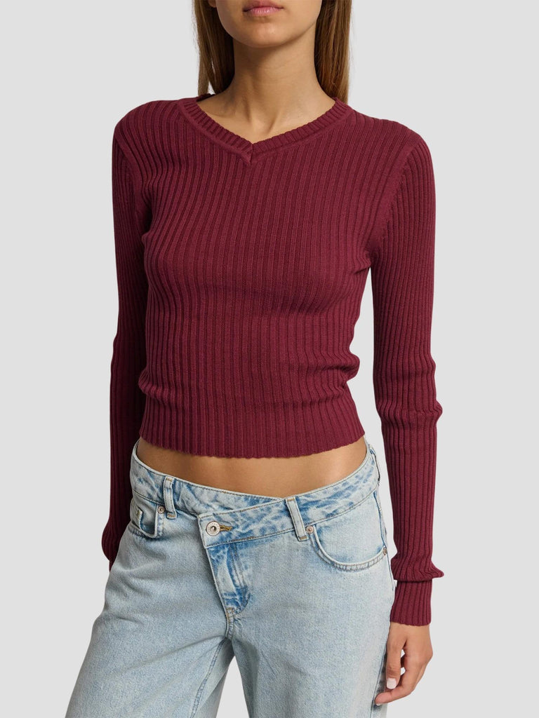 MAGLIA A COSTINE CON SCOLLO A V PISA252 BORDEAUX SUITE BENEDICT 