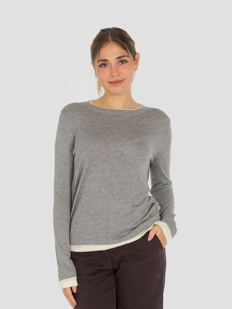 MAGLIONCINO DOPPIATO E209 GRIGIO PANNA GROOVE 