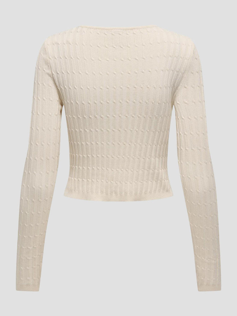 ONLMEDDI LS CABLE CROP O-NECK CC KNT 15339582 BIRCH ONLY 