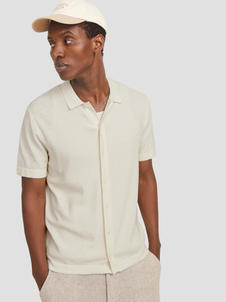JJEEMIL KNIT STRUCTURE SHIRT SS SN 12268220 CLOUD DANCER JACK&JONES 