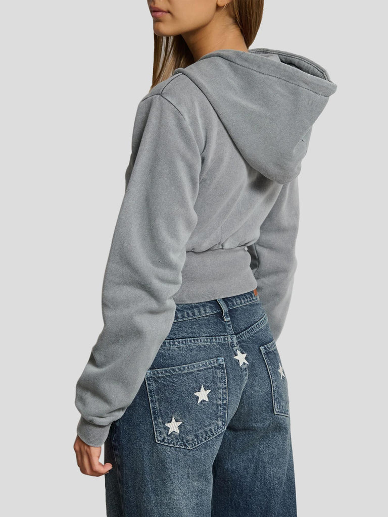 FELPA CROP EFFETTO CORSETTO KREPE252 GREY WASHED SUITE BENEDICT 