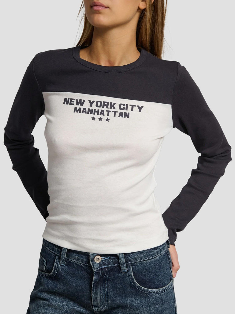 T-SHIRT BICOLORE STAMPATA GREASE-NEMA OFFWH-MIDN SUITE BENEDICT 