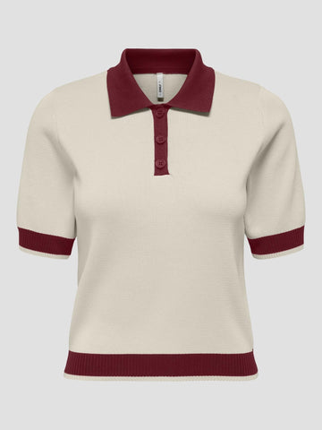 ONLALICE SS POLO CC KNT 15350093 CABERNET ONLY 