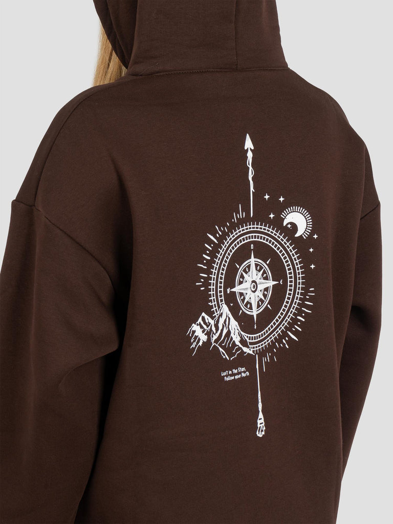 HOODIE PRINTED SWEAT62 BUSSOLA MORO GROOVE 