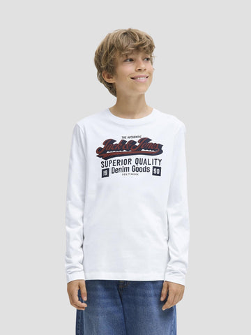 JJELOGO TEE LS O-NEC 2 COL AW25 NOOS JNR 12280078 CLOUD DANCER JACK&JONES 