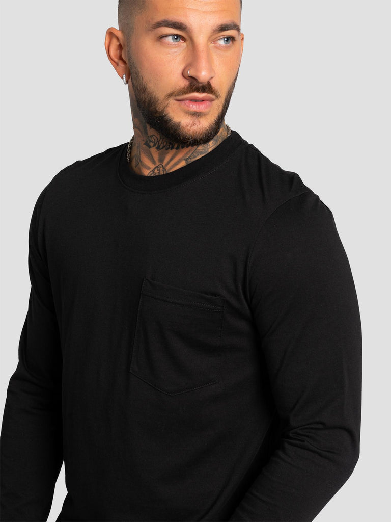 GROOVE T SHIRT MANICA LUNGA CON TASCHINO IN COTONE AMERICANO BARL111 NERO GROOVE 