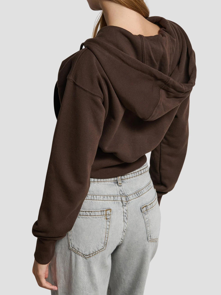 FELPA CON CAPPUCCIO CROP KOREA252 BROWN SUITE BENEDICT 
