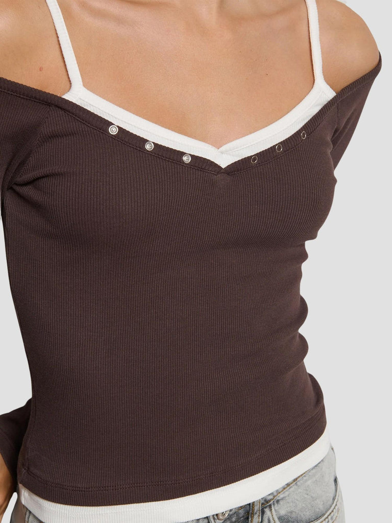 TOP DOUBLE LAYER GAPPER BROWN-OFFWH SUITE BENEDICT 