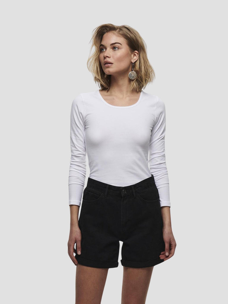 LIVE LOVE L/S O-NECK TOP NOOS JRS 15204712 WHITE ONLY 