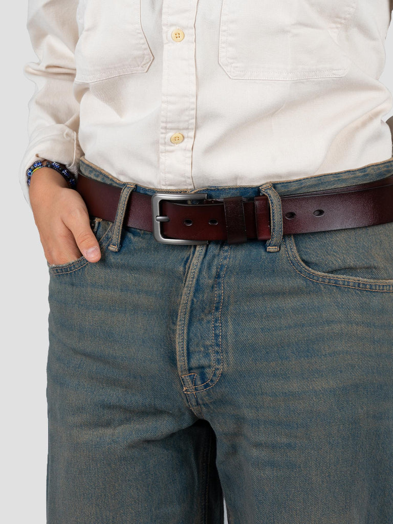 LEATHER BELT 3.7 GRO4003 BROWN GROOVE 
