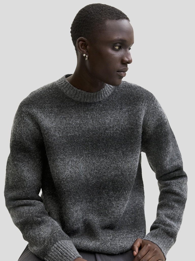 JPRBLUTYLER KNIT STRIPED CREW NECK 12286239 DARK GREY MELANGE JACK&JONES 