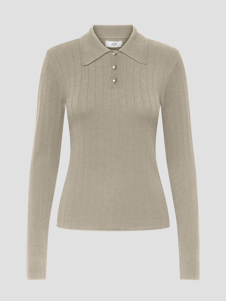 JDYKATE L/S POLO PULLOVER KNT 15355672 SANDSHELL JACQUELINE DE YONG 