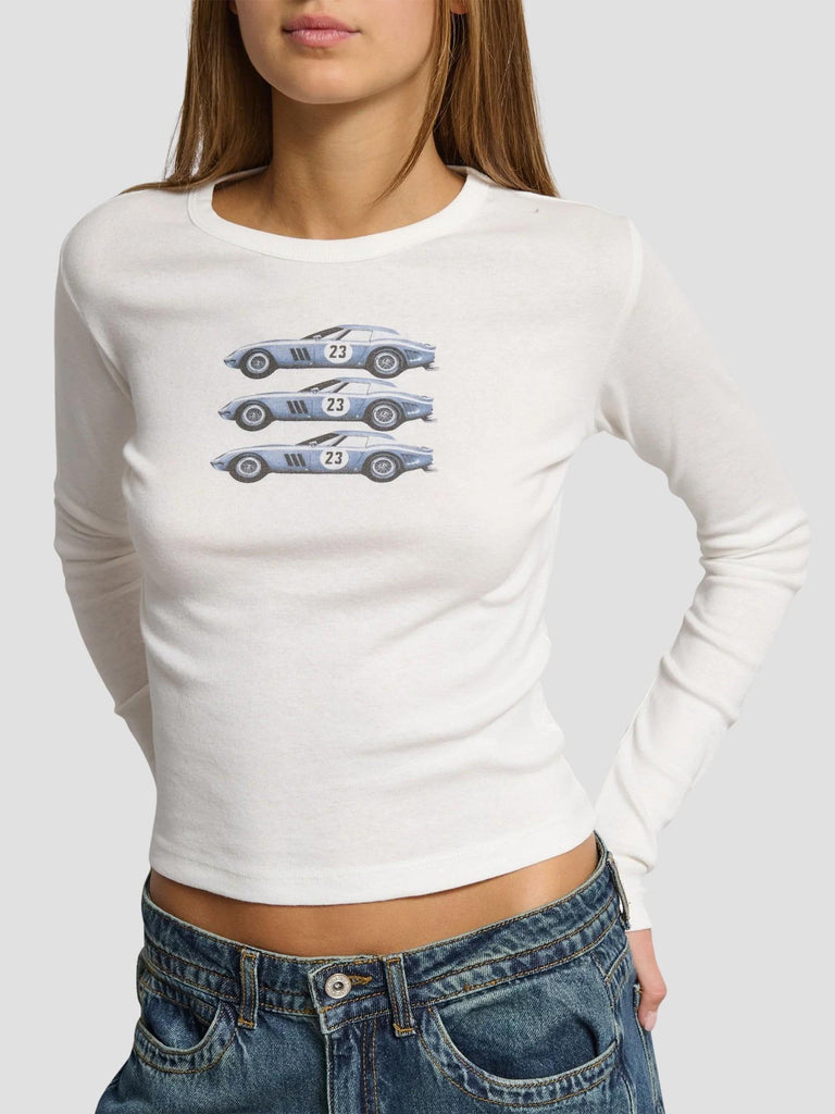 T-SHIRT MANICA LUNGA STAMPATA GRILLINO-CARS OFFWHITE SUITE BENEDICT 