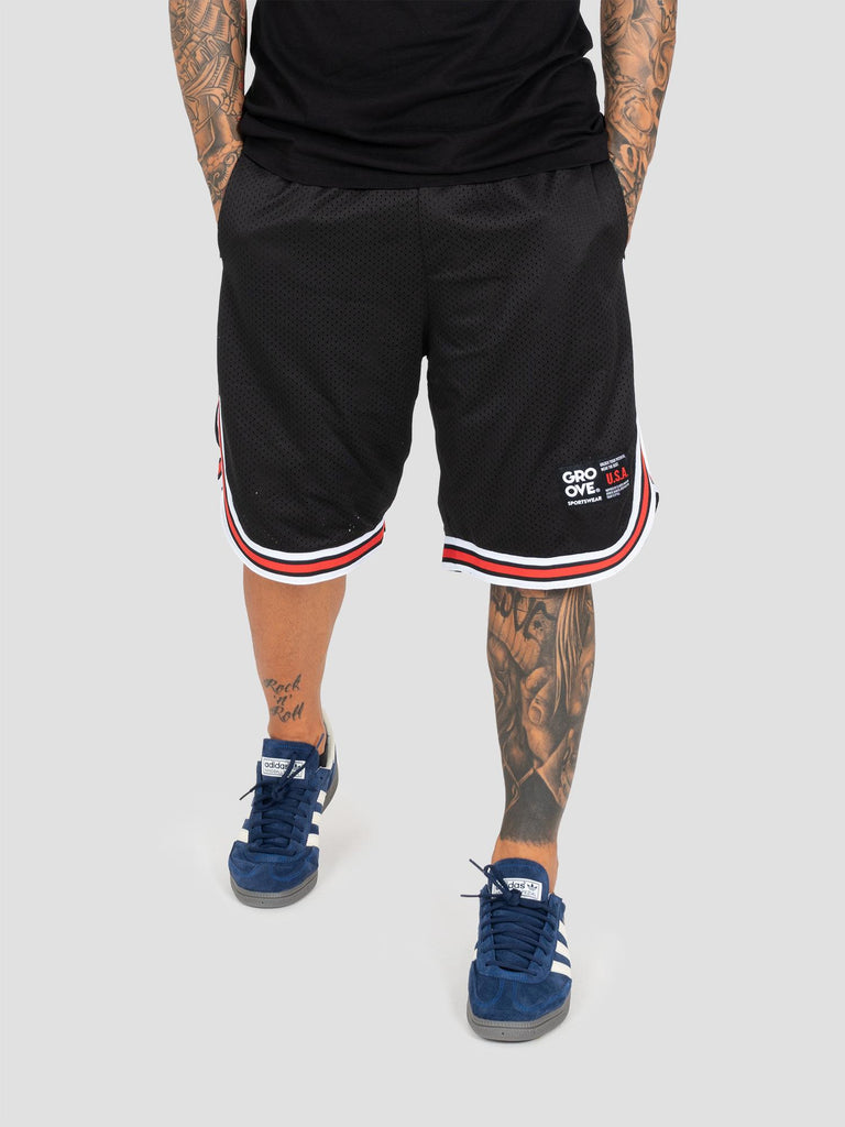 BASKETBALL SHORT MESH BANDE BSKSH001 BLACK GROOVE 