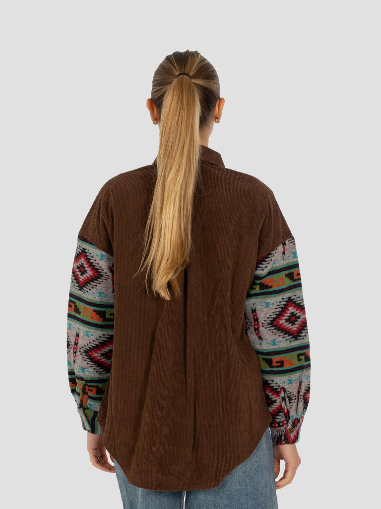 OVERSHIRT MANICHE E TASCA TRIBALE SHIRT015W MARRONE GROOVE 