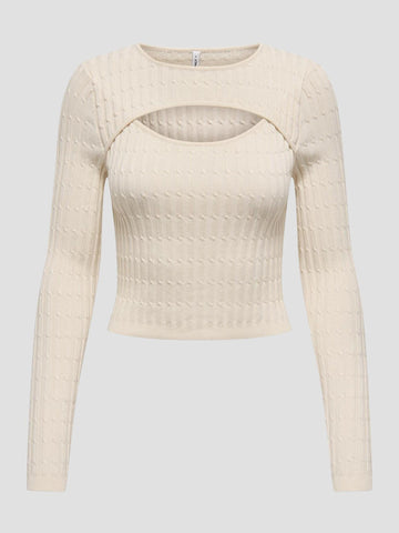 ONLMEDDI LS CABLE CROP O-NECK CC KNT 15339582 BIRCH ONLY 