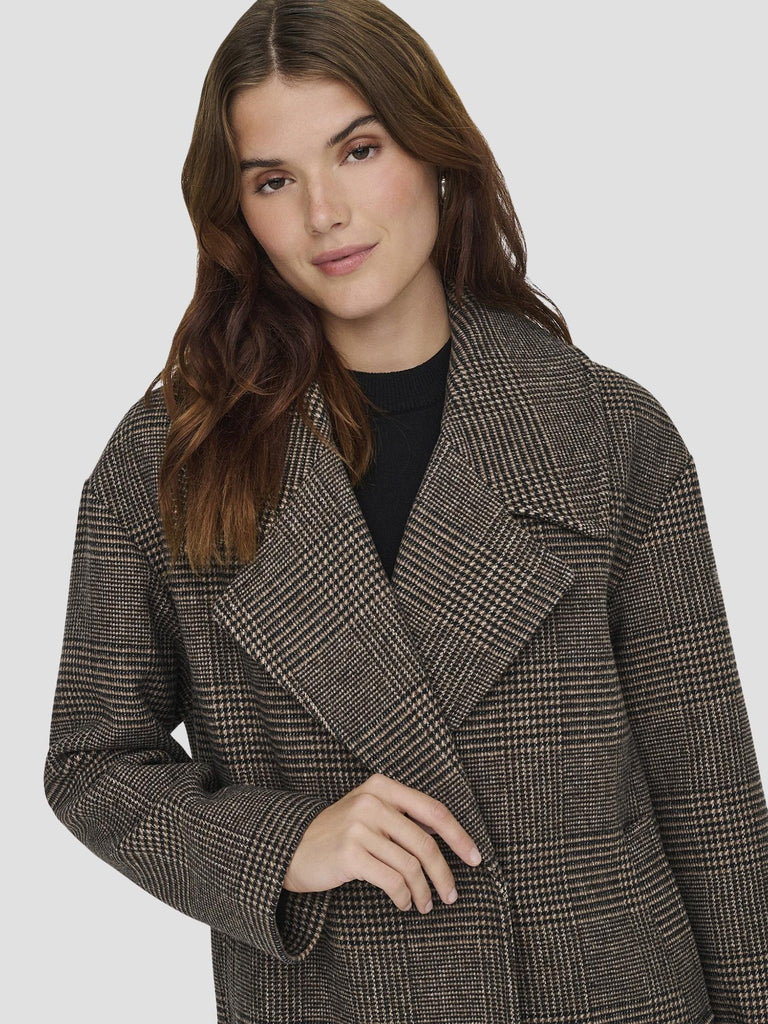 ONLMADISON LIFE CHECK COAT CC OTW UG 15349086 SEAL BROWN ONLY 