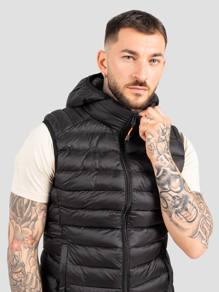 DOWNJACKET VEST IF HOODI ZIP FLUO DOWN2 BLACK GROOVE 