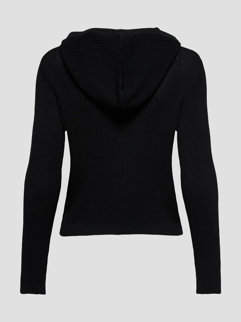 JDYLOUISE L/S HOOD ZIP CARDIGAN KNT 15354081 BLACK JACQUELINE DE YONG 