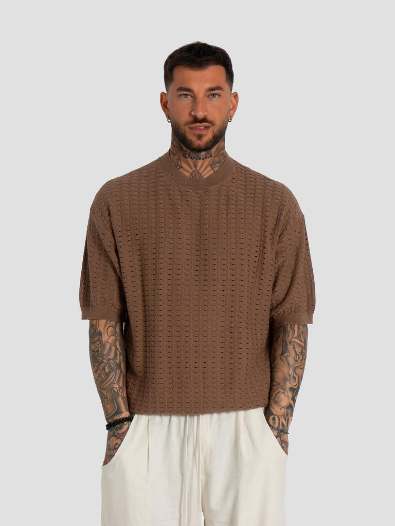 COTONE MEZZA MANICA LAVORATO MAGLIA W85882 KHAKI GROOVE 