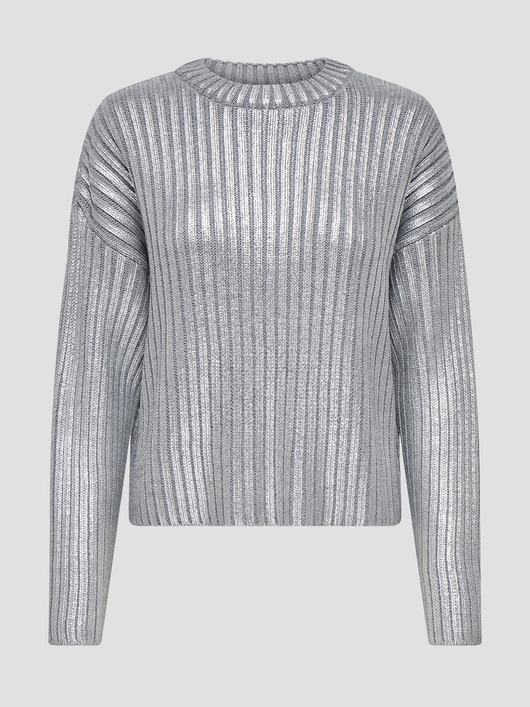 ONLNEVADA LS O-NECK FOIL COATED PULL KNT 15357708 STEEPLE GRAY ONLY 