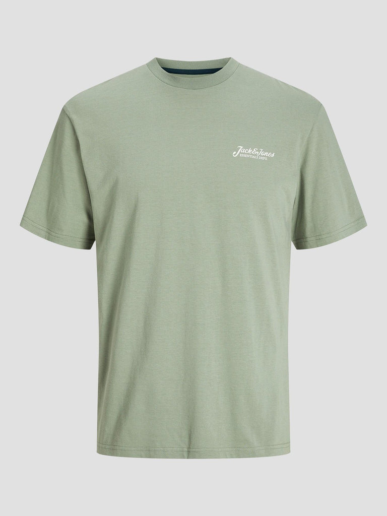 JJBEAU TEE SS FRONTPRINT CREW NECK LN 12275012 ICEBERG GREEN JACK&JONES 