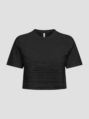 ONLBETSY LIFE S/S O-NECK MIX TOP JRS 15346327 BLACK ONLY 