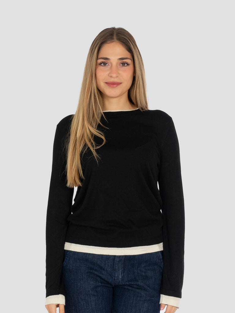 MAGLIONCINO DOPPIATO E209 NERO PANNA GROOVE 