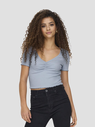 ONLBETTY LIFE S/S V-NECK TOP CC JRS 15311919 SOFT CHAMBRAY ONLY 