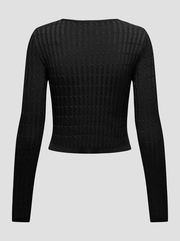 ONLMEDDI LS CABLE CROP O-NECK CC KNT 15339582 BLACK ONLY 