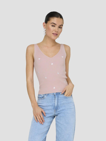 JDYNANNA S/L EMBROIDERY TOP KNT 15257194 CHALK PINK JACQUELINE DE YONG 