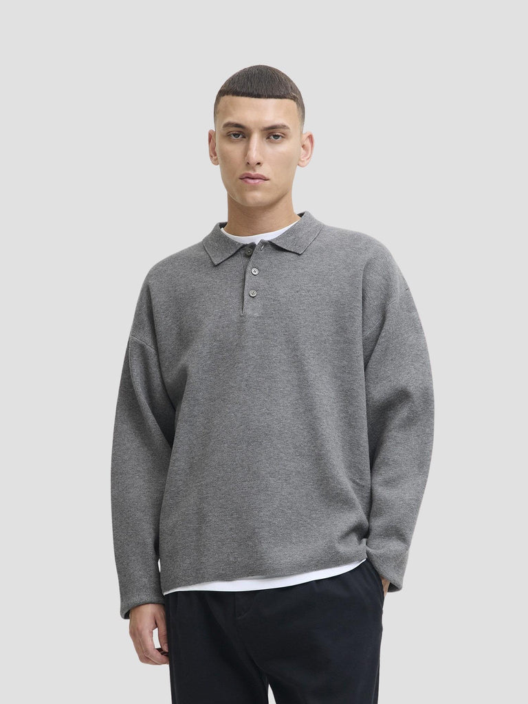 JPRBLABRADFORT KNIT POLO 12285374 MEDIUM GREY MELANGE JACK&JONES 