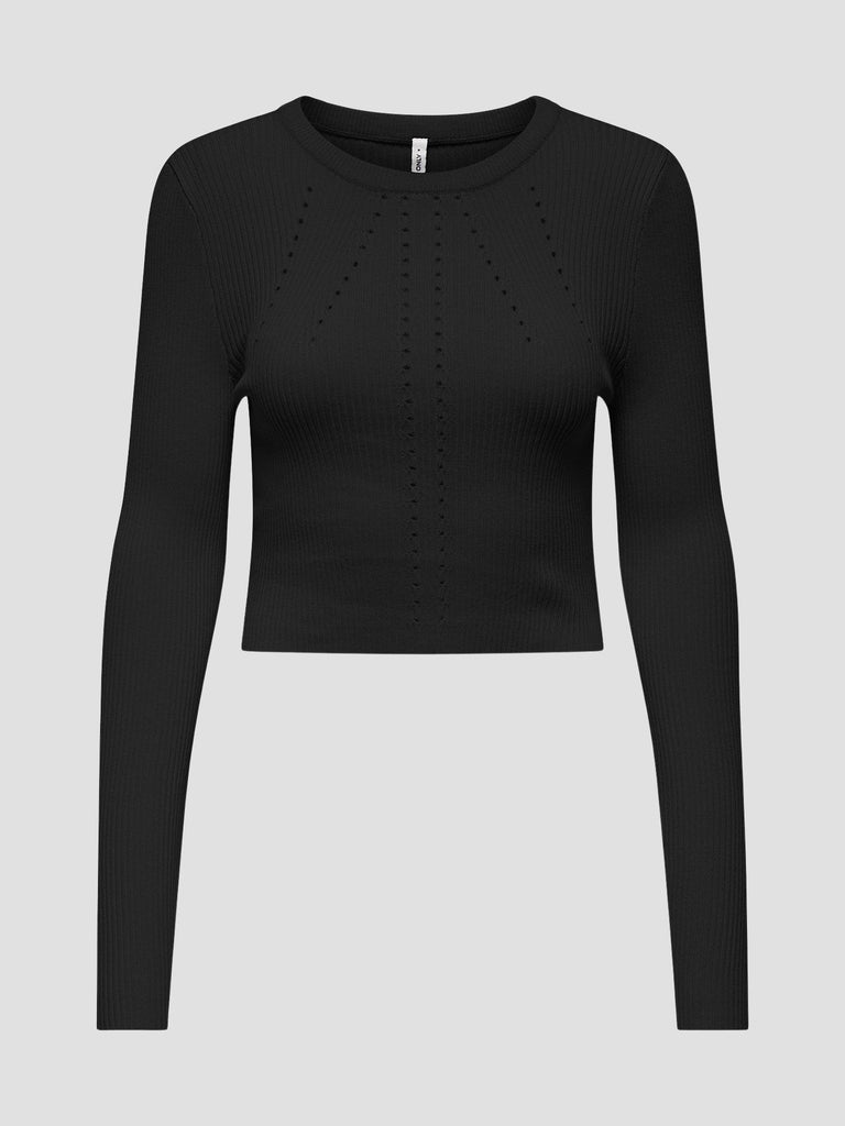 ONLNEW MEDDI LS O-NECK CROPPED CC KNT 15339578 BLACK ONLY 