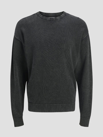 JJECHARGE FADED KNIT CREW NECK JNR 12278929 BLACK JACK&JONES 