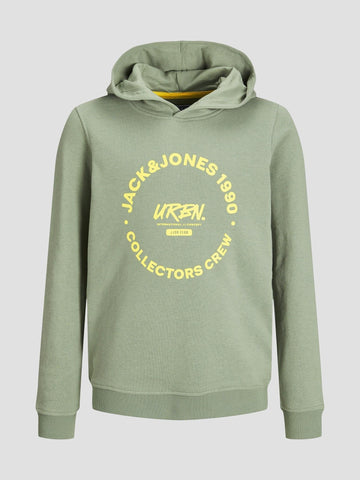 JJSIMON SWEAT HOOD JNR 12270162 ICEBERG GREEN JACK&JONES 