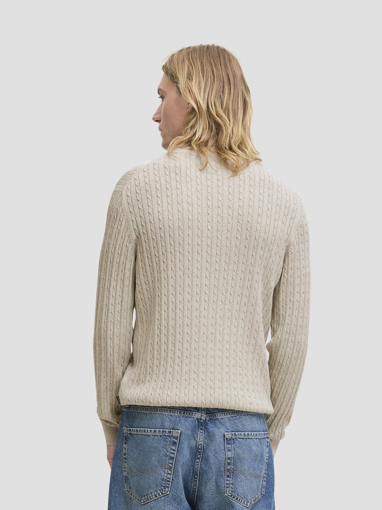 JJEEMIL KNIT CABLE CREW NECK NOOS 12278785 OATMEAL JACK&JONES 