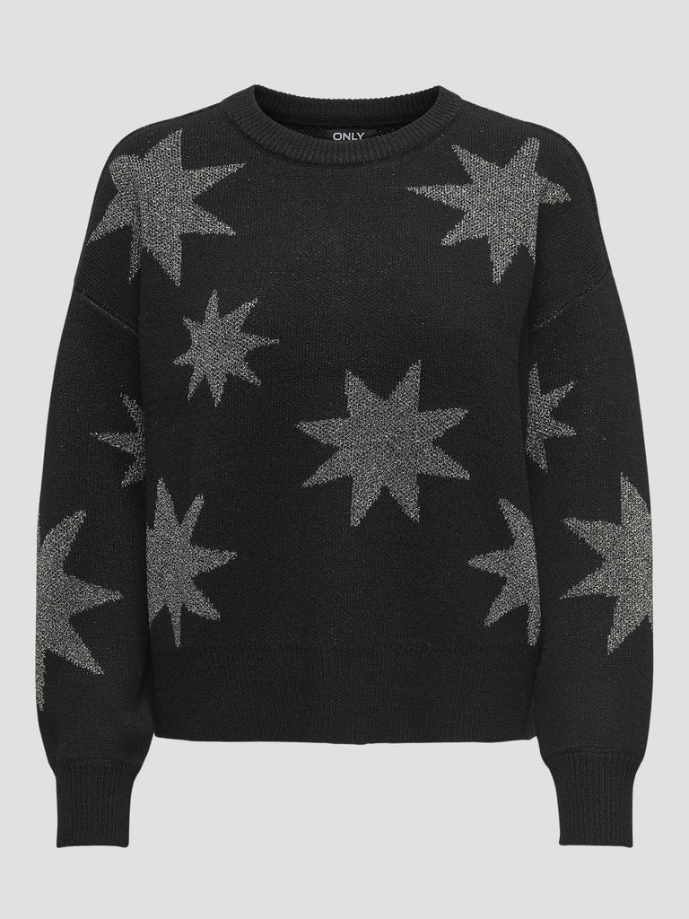 ONLROSIE LS O-NECK GLITTER KNT 15328250 BLACK ONLY 