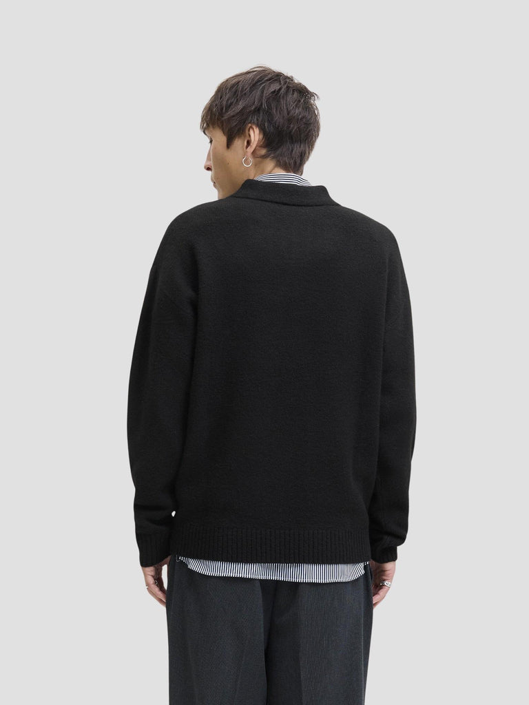 JJSOHO OLLIE KNIT SPLIT NECK LN 12279214 BLACK JACK&JONES 