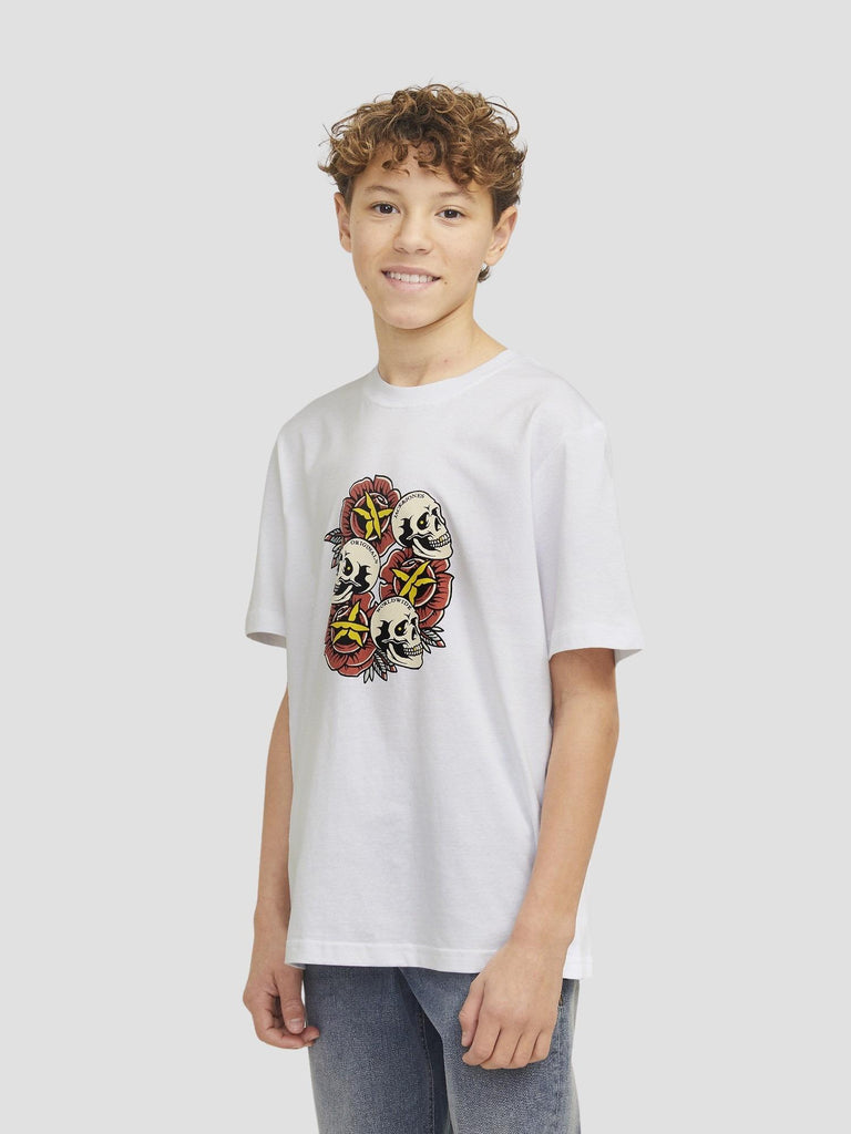 JORANATOMY SKULL TEE SS CREW NECK SN JNR 12274892 BRIGHT WHITE JACK&JONES 