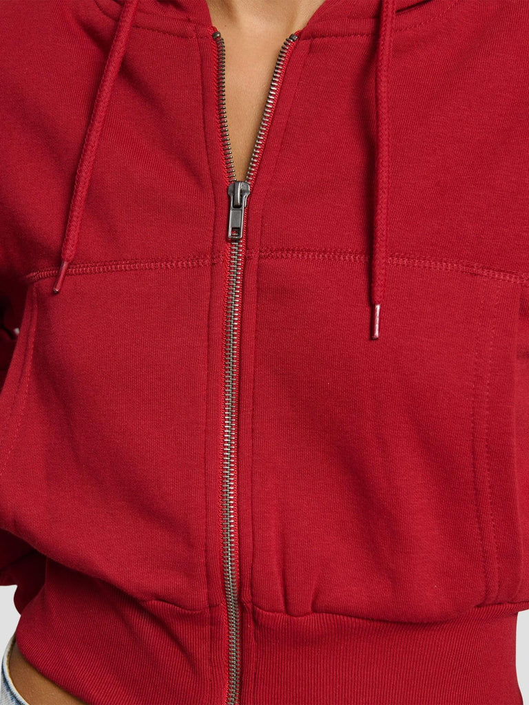 FELPA CON CAPPUCCIO CROP KOREA252 DK RED SUITE BENEDICT 