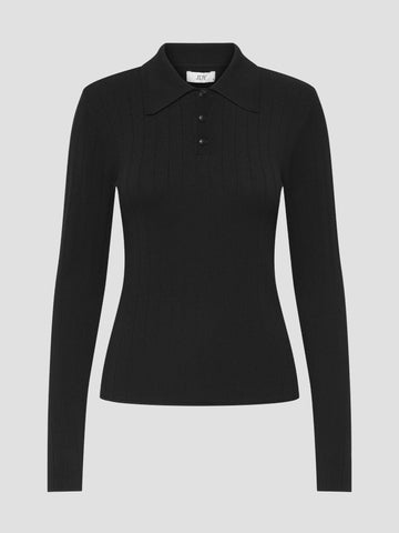 JDYKATE L/S POLO PULLOVER KNT 15355672 BLACK JACQUELINE DE YONG 