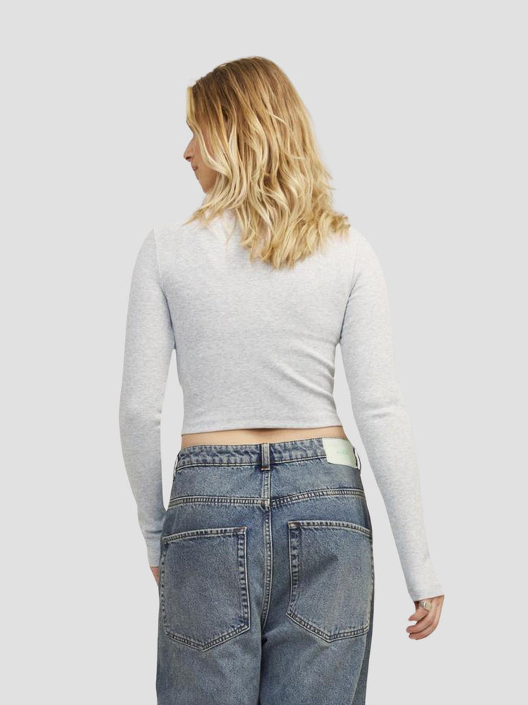 JXFELINE STR LS RIB TEE JRS NOOS 12200402 LIGHT GREY MELANGE JJXX 