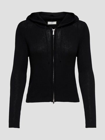 JDYLOUISE L/S HOOD ZIP CARDIGAN KNT 15354081 BLACK JACQUELINE DE YONG 