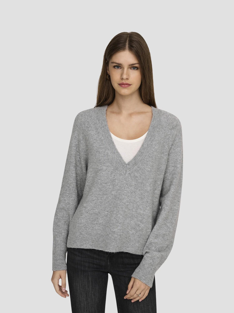 ONLRENE LIFE LS V-NECK REVERSIBEL CC KNT 15350613 MEDIUM GREY MELANGE ONLY 