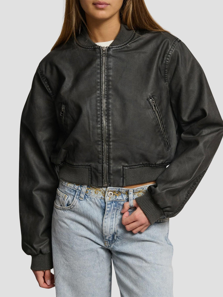 BOMBER SIMILPELLE OKAPI252 BLACK SUITE BENEDICT 
