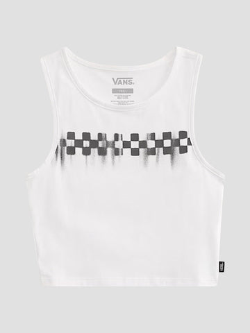 CHECK WASH FITTED CROP TANK VN000MC0 WHT1 VANS 